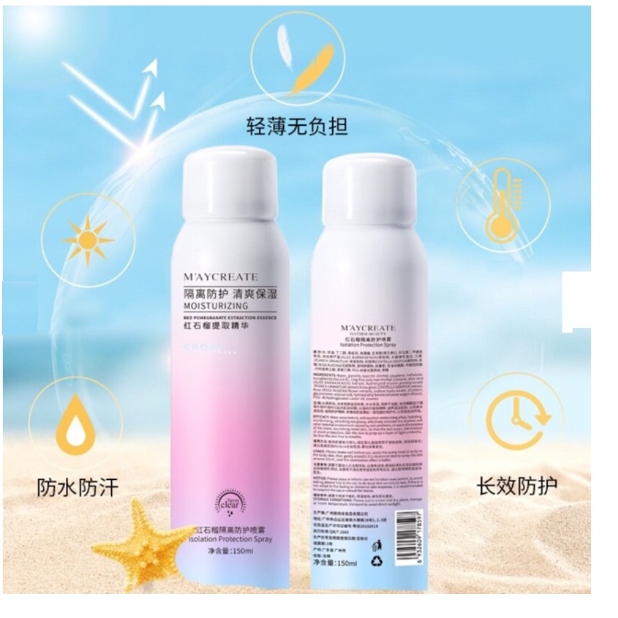 [HCM]Xịt Chống Nắng Trắng Da Maycreate 150ml Spf35