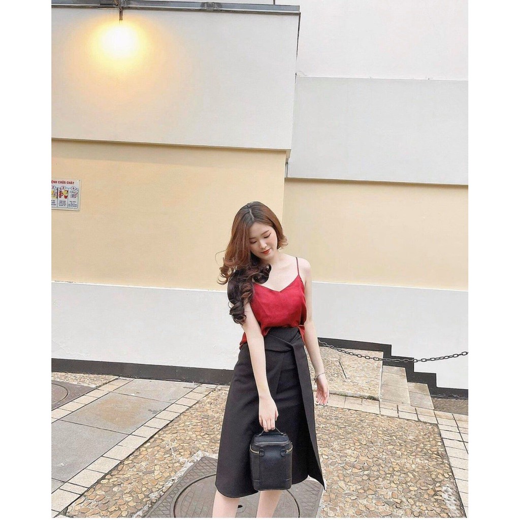 Chân Váy Dài Xoắn Nơ Đen,Be (S/M/L)