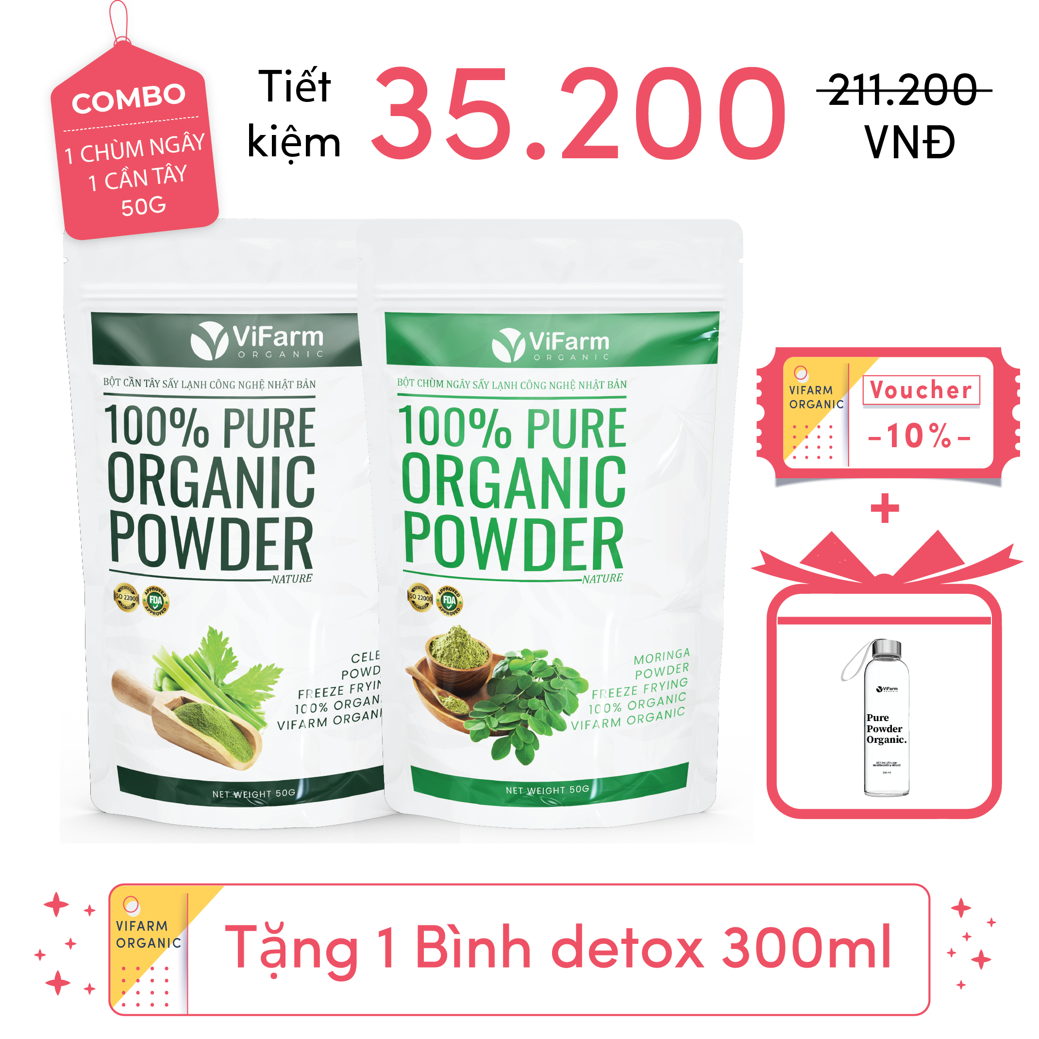 Bột Chùm Ngây Nguyên Chất ViFarm 50g