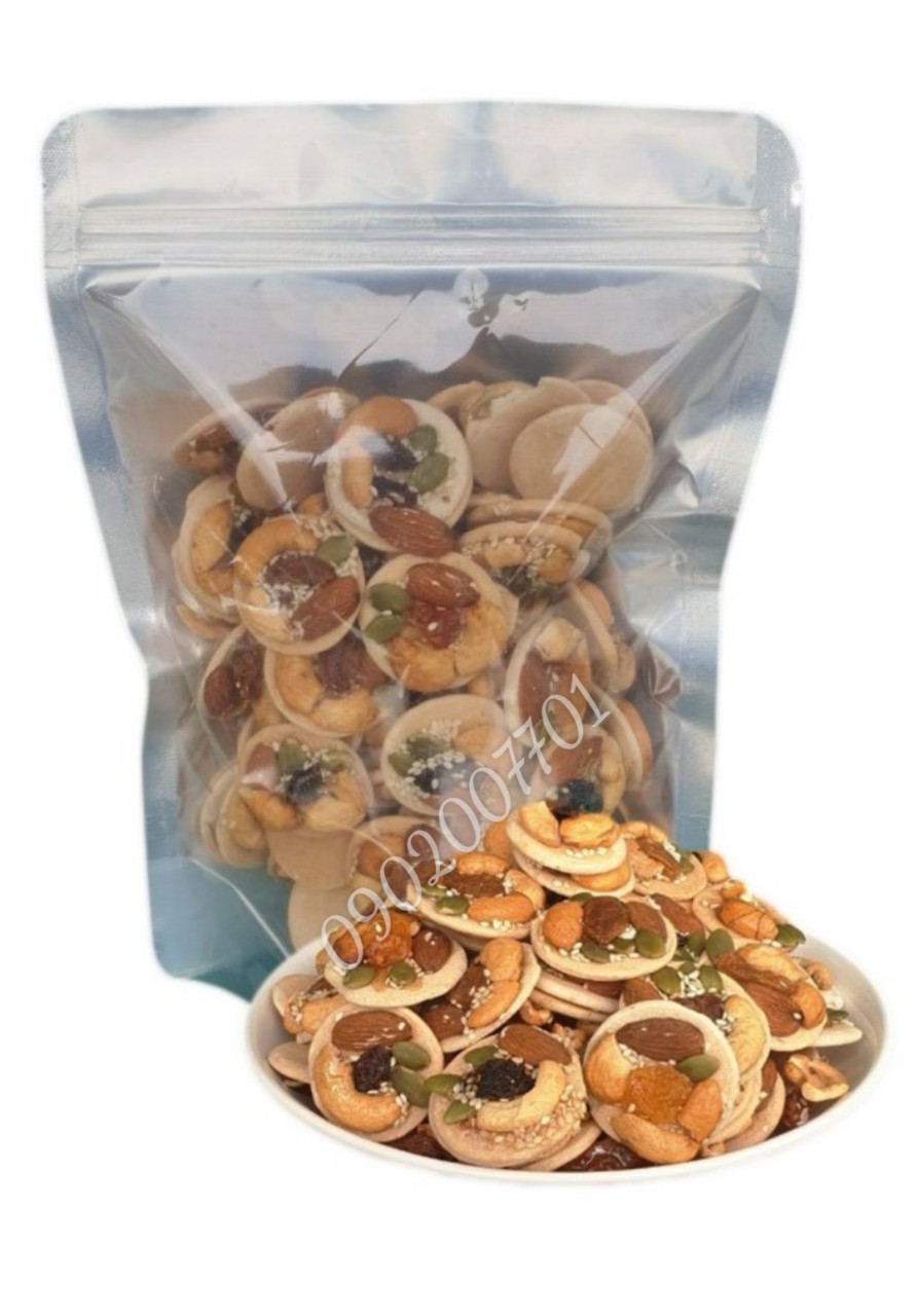 250g Bánh Đồng Tiền Mix Vị: Hạt Điều, Hạnh Nhân, Nho, Mè - Đồ Ăn Vặt - Ăn Vặt - Bách hoá online