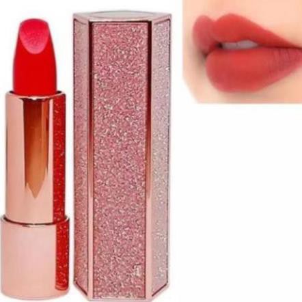 [Đỏ Tây] Son siêu Lì siêu mềm mịn không trôi WODWOD Fashion Diamond Lipstick Dạng Thỏi Bấm nút