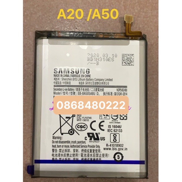 Pin zin mới sam sung a20/a205/a30/a305/a50/a505 chung