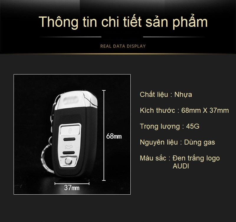 BẬT LỬA GAS MÓC KHOÁ HÌNH REMOTE XE HƠI AUDI ( CÓ ĐÈN PIN )