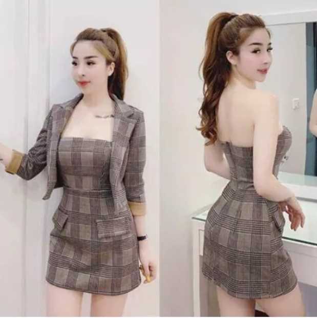Đầm+vest dạng body kèm khoác -QH