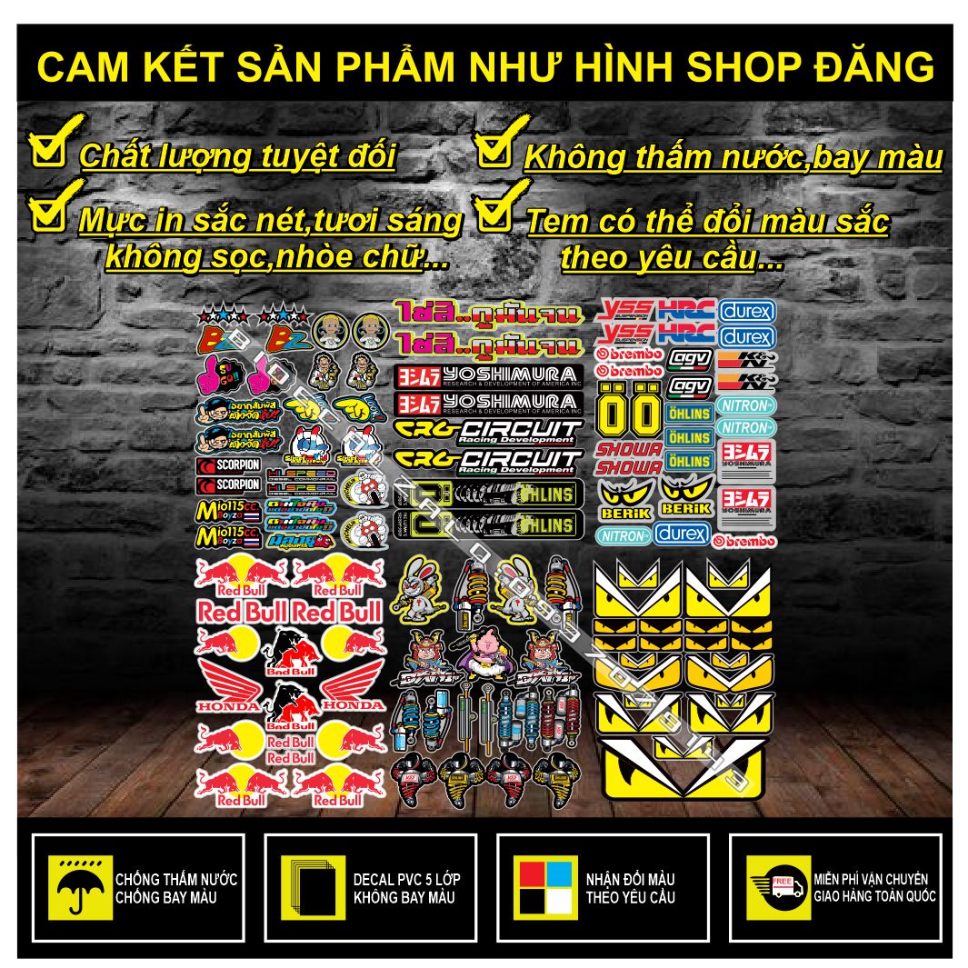 Combo 0.5M tấm tem dán trang trí xe máy