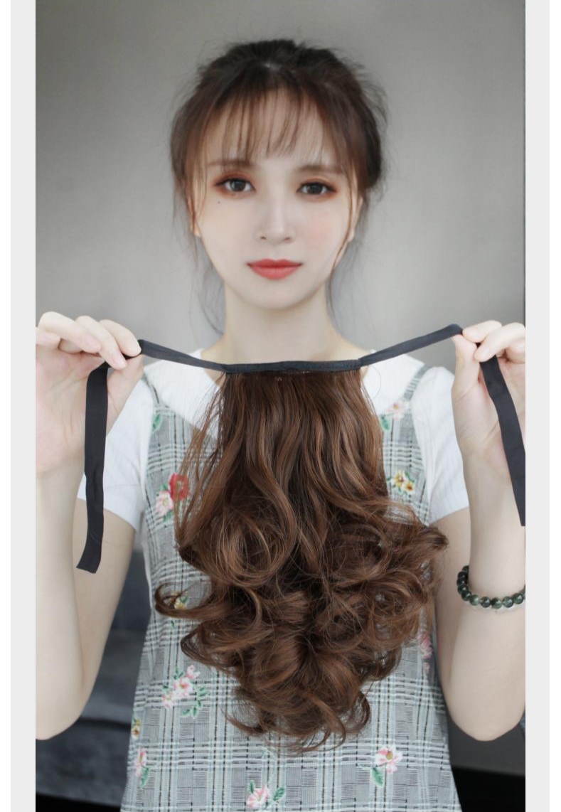 [ giảm giá, 25cm ] tóc giả nữ cột xoăn ngắn, tóc giả buộc, tóc đuôi ngựa