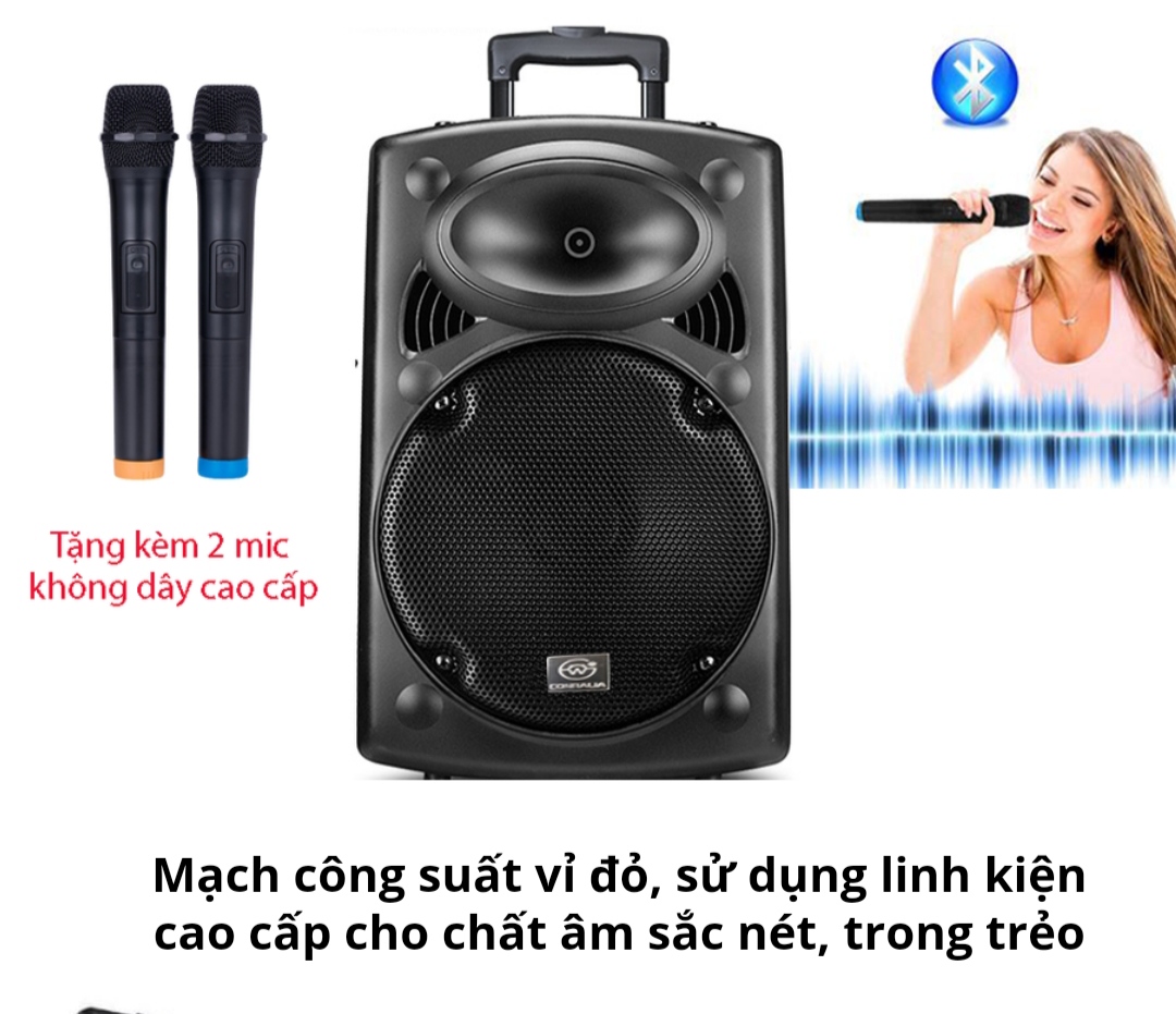 Loa  Bluetooth Karaoke Bass 30. Tặng 3 Micro