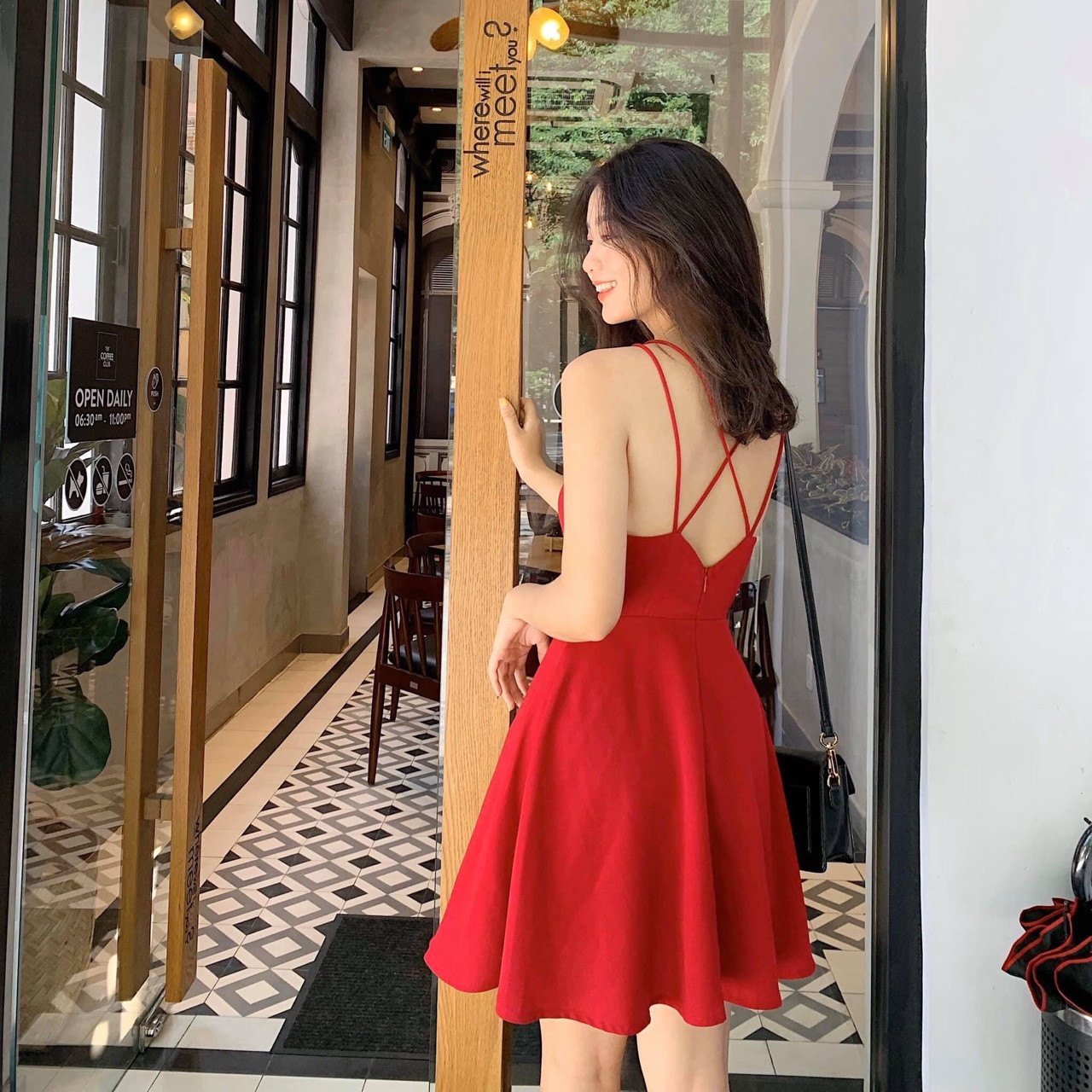 Đầm dây hở lưng đan dây sau sexy TTSA0042