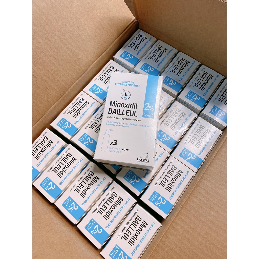 Xịt mọc tóc (60ml) ngăn rụng tóc, hỗ trợ mọc tóc Minoxidil Bailleul 2%/5%, Pháp
