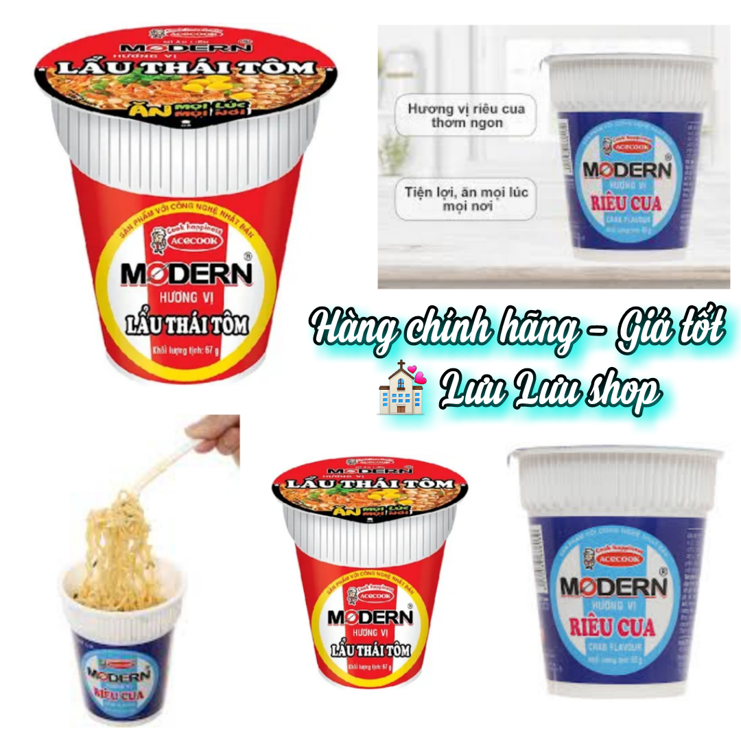 NEW Mì ly Modern riêu cua thịt xào bò hầm lẩu thái tôm 65gr