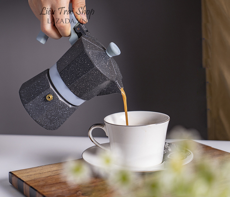 Ấm moka pot pha cà phê cà phê bình moka pot 2cup 80ml vân đá phong cách Ý