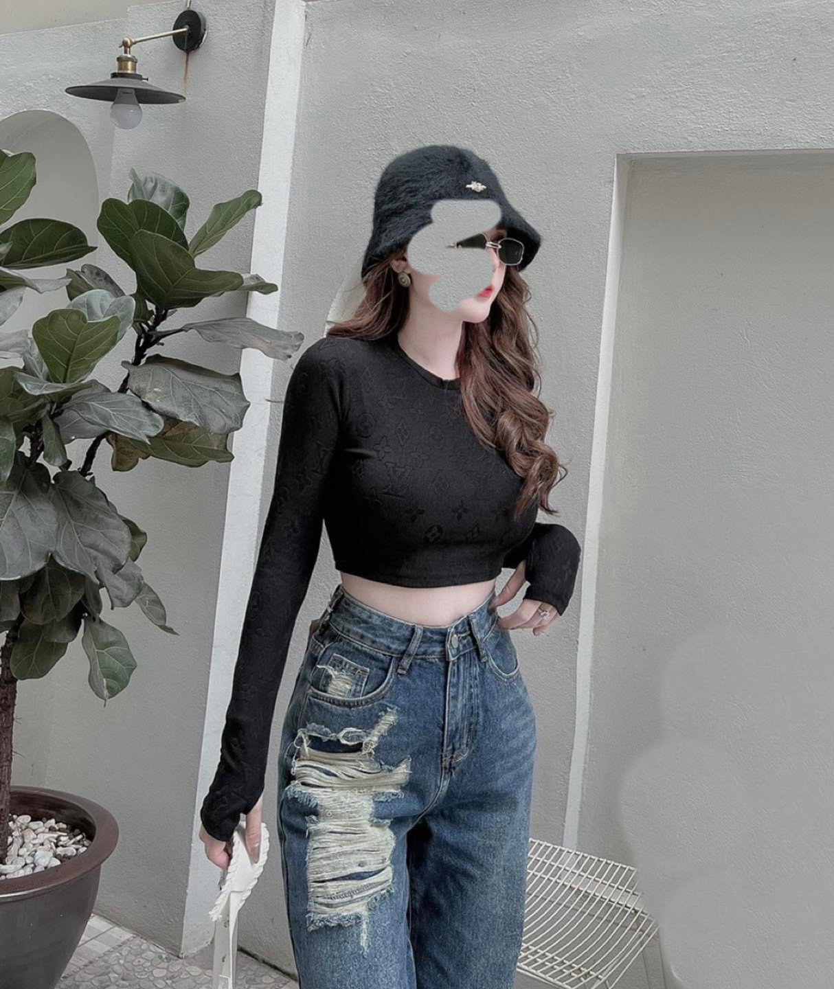 QUẦN JEANS ỐNG RỘNG NỮ LƯNG CAO RÁCH 1 MẢNG TÚI ĐÙI PHẢI CAO MÀU XANH ĐẬM LAI CUỐN XỊN XÒ MỀM MỊN PHÁ CÁCH HOT HIT CAO CẤP LOTI