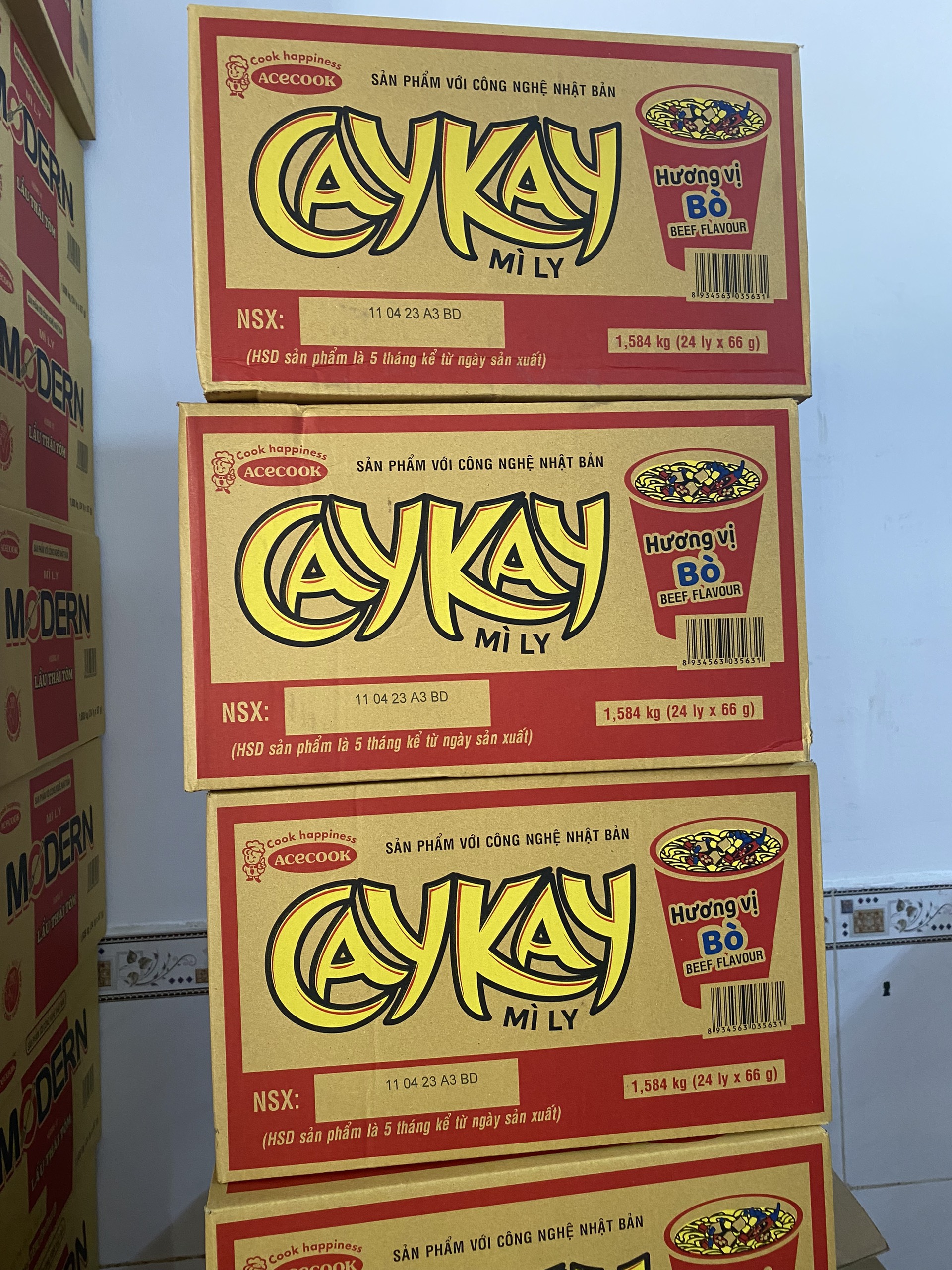 (Thùng 24ly) Mì ly Caykay Vị Bò 65gr