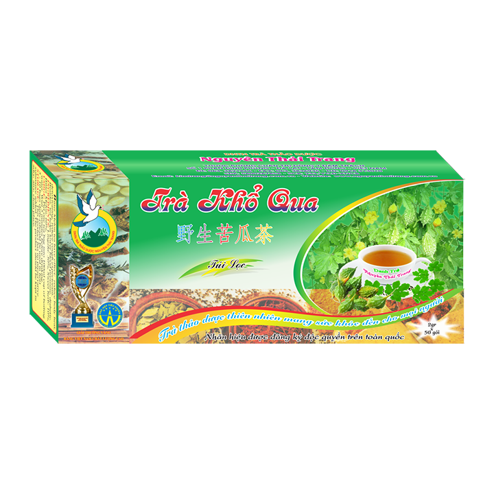 [HCM]Trà Khổ Qua Giảm Mỡ Máu Tiểu Đường (Hộp 50 Túi Lọc X 2g) - Nguyên Thái Trang – Thảo Dược Thiên Nhiên - Tốt Cho Sức Khỏe