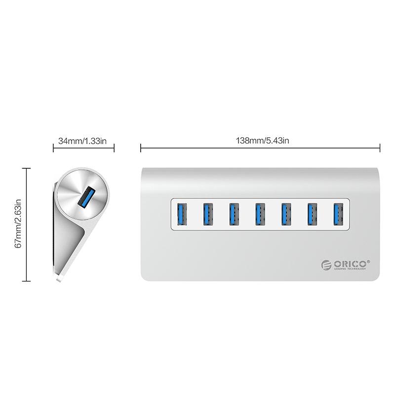 [HCM]Bộ chia 7 Cổng Usb 3.0 Orico Vỏ Nhôm