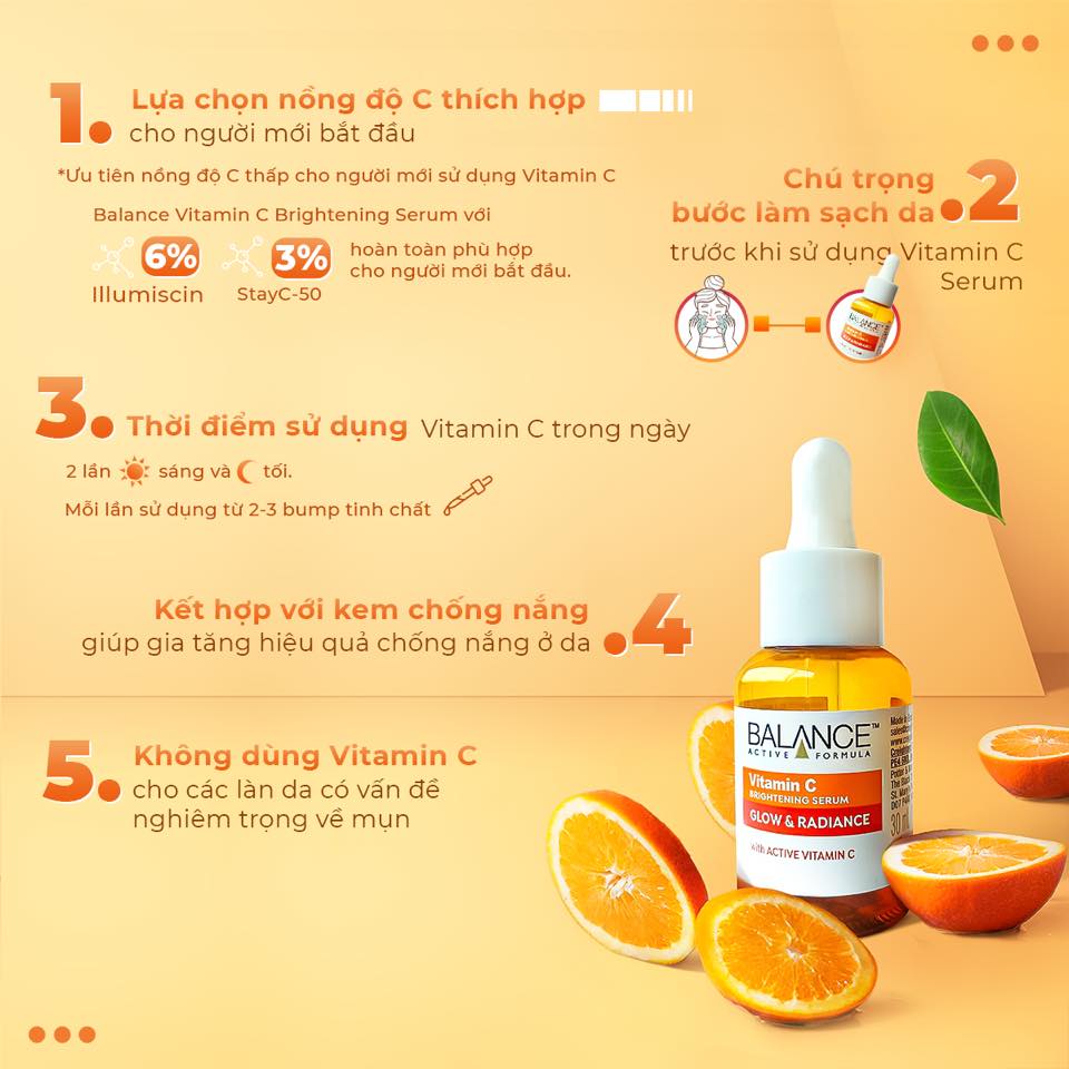 [30ml-60ml] Tinh Chất Dưỡng Trắng Da, Mờ Thâm Balance Vitamin C Brightening Serum Glow & Radiance