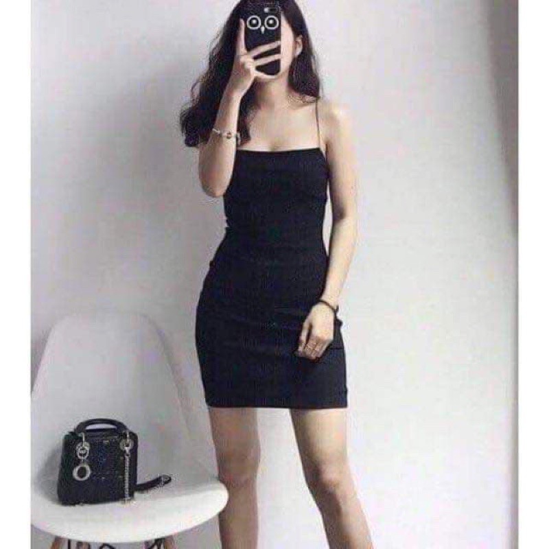 váy 2 dây body sợi bún, đầm 2 dây dáng ôm