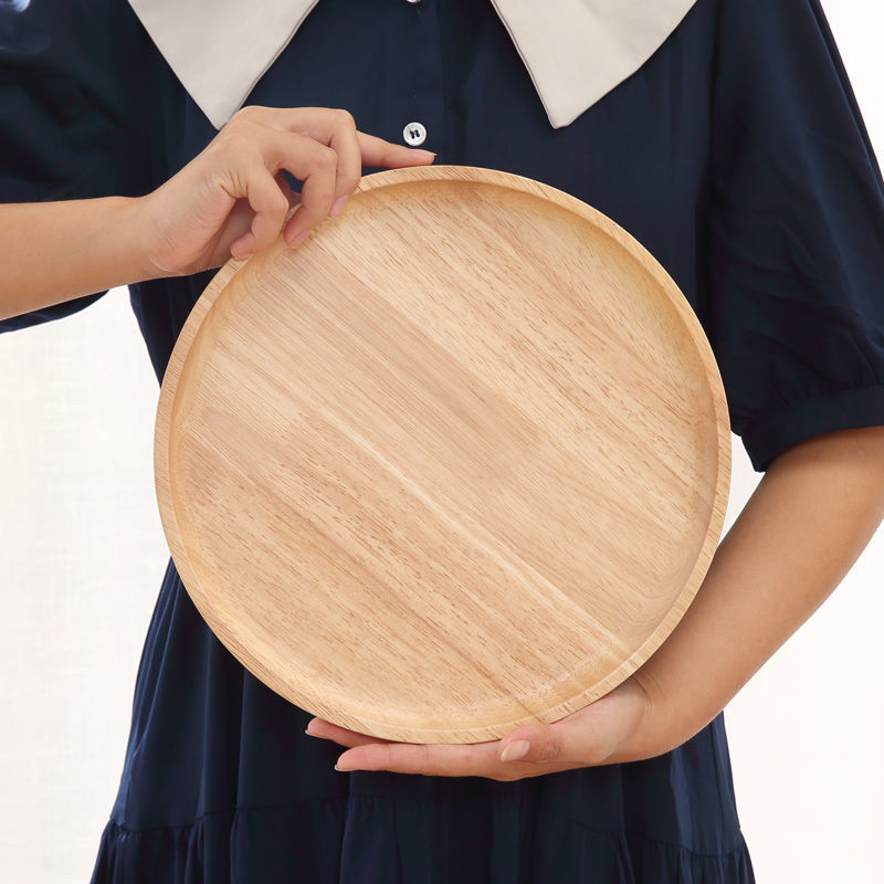 Khay gỗ tròn decor chất liệu gỗ tự nhiên