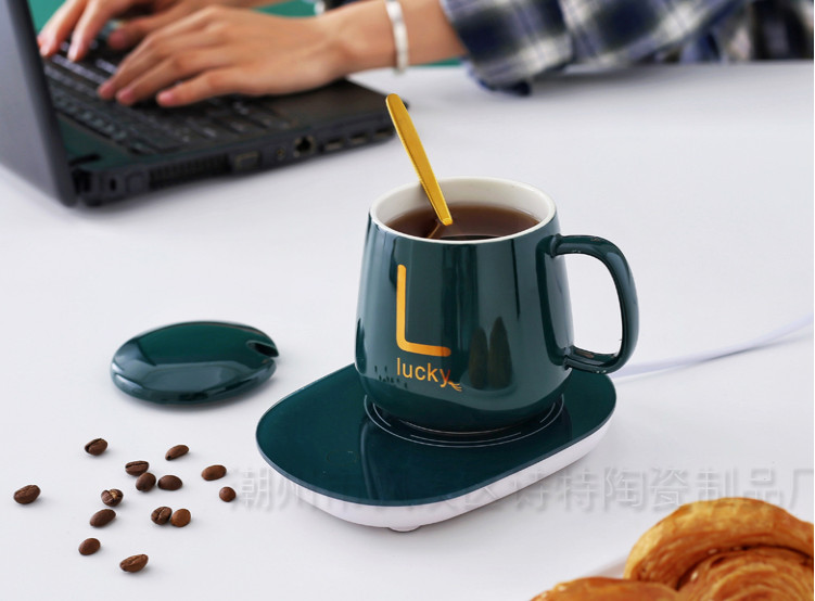 Bộ cốc sứ kèm đế điện hâm nóng đồ uống