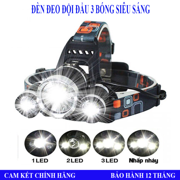 Bảng giá [HCM]Đèn bin đội đầu đèn đeo trán siêu sáng - Đèn pin đội đầu 3 bóng LED Siêu sáng cao cấp Bảo Hành 1 Đổi 1 - TẶNG KÈM 2 PIN SẠC