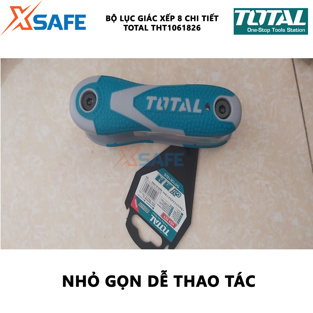 Bộ lục giác xếp 8 chi tiết Total THT1061826 | bộ 8 chìa lục giác đầu tròn kích thước 2-8mm hỗ trợ vặn mở được dễ dàng và tốn ít sức