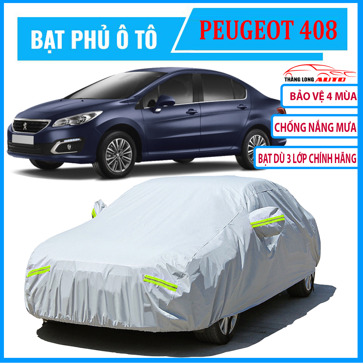 Bạt phủ ô tô ,bạt che nắng ô tô, bạt phủ ô tô 5 chỗ ,bạt phủ ô tô 7 chỗ, Bạt Phủ xe ô tô Bạt phủ xe hơi - áo trùm che phủ xe hơi nhôm bạc 4 chỗ đến 7 chỗ 2 lớp chống nóng mưa xước sơn vân 4D