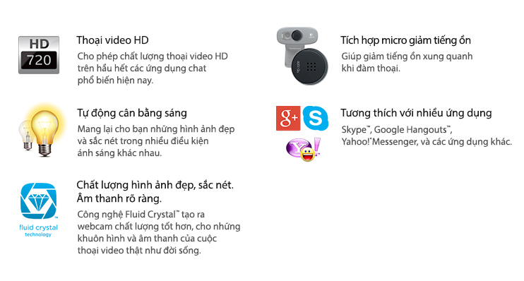 Webcam Logitech C270 HD 720P - Hàng Chính Hãng