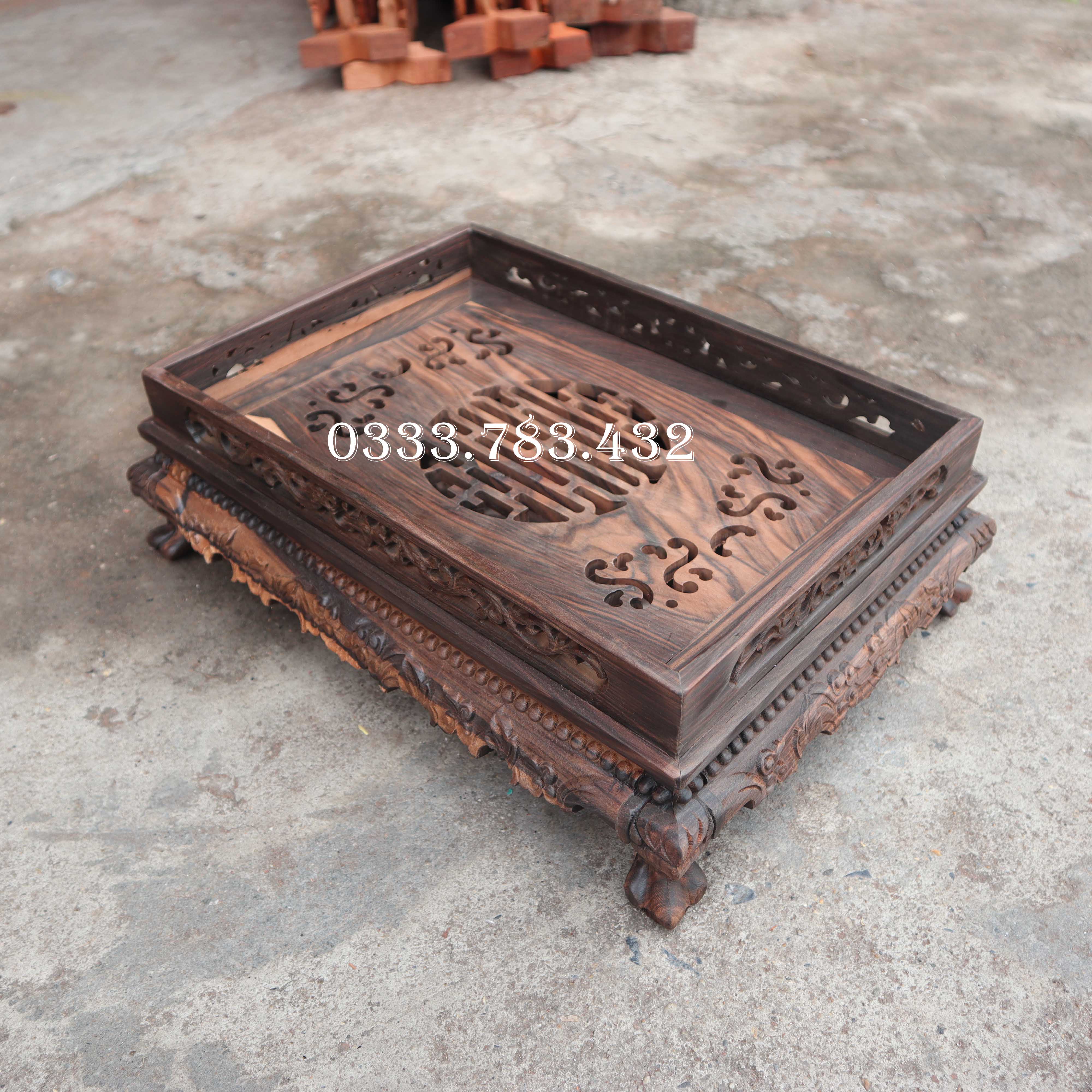 KHAY TRÀ CHÂN QUỲ PHÒNG KHÁCH ĐỂ BÀN GỖ MUN