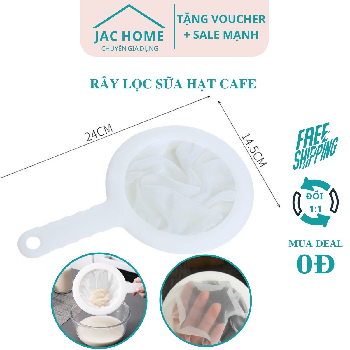 [Freeship] Rây lọc sữa hạt túi vải lọc sữa đậu nành vải lưới mềm mịn JacHome