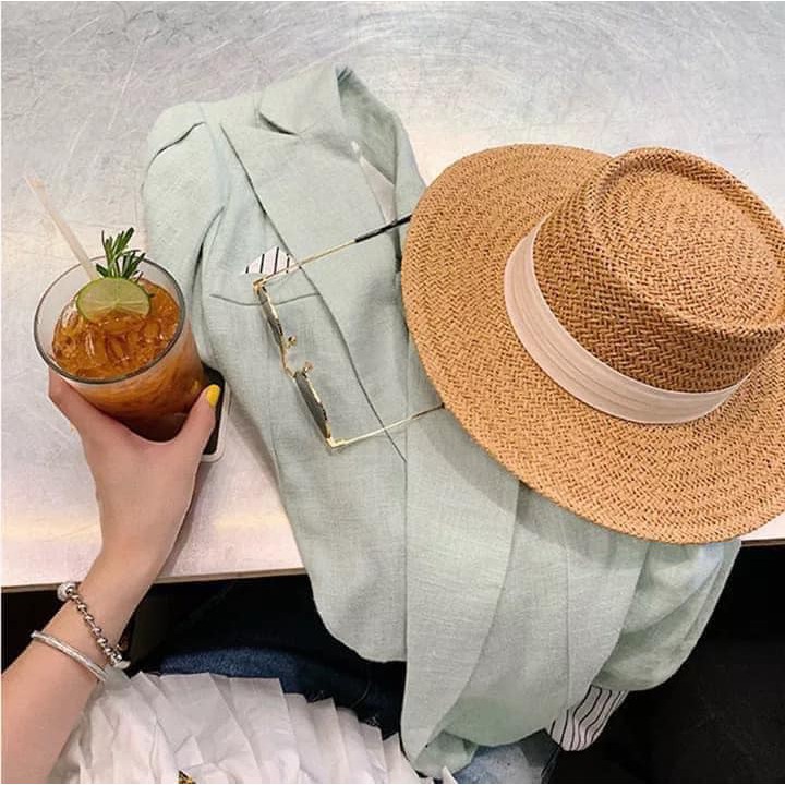 Mũ Cói Viền Vải Siêu Hot