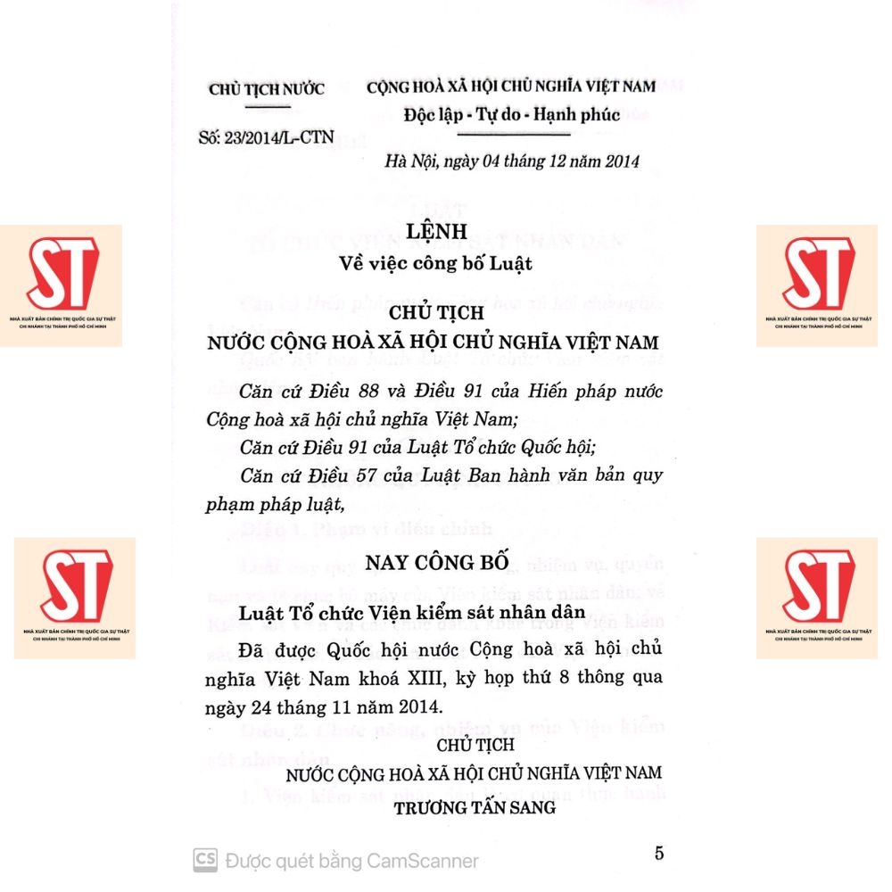 [Sách] Luật Tổ chức Viện kiểm sát nhân dân (hiện hành)