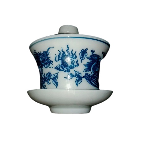 Bát sâm thờ men lam gốm sứ Bát Tràng, 2 cỡ