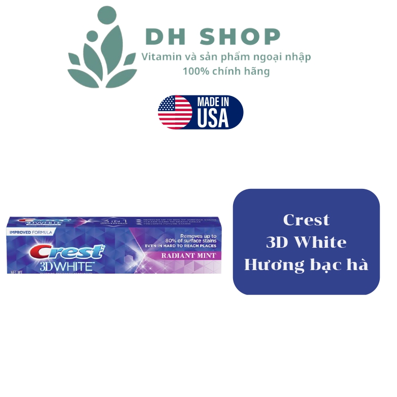 Kem đánh răng trắng răng CRest 3D White 107g - DHShop