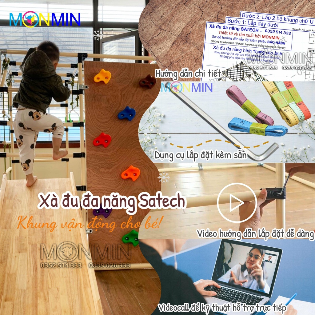 Xà đu đa năng Satech - Khung vận động cho bé - Bộ Gấp Gọn