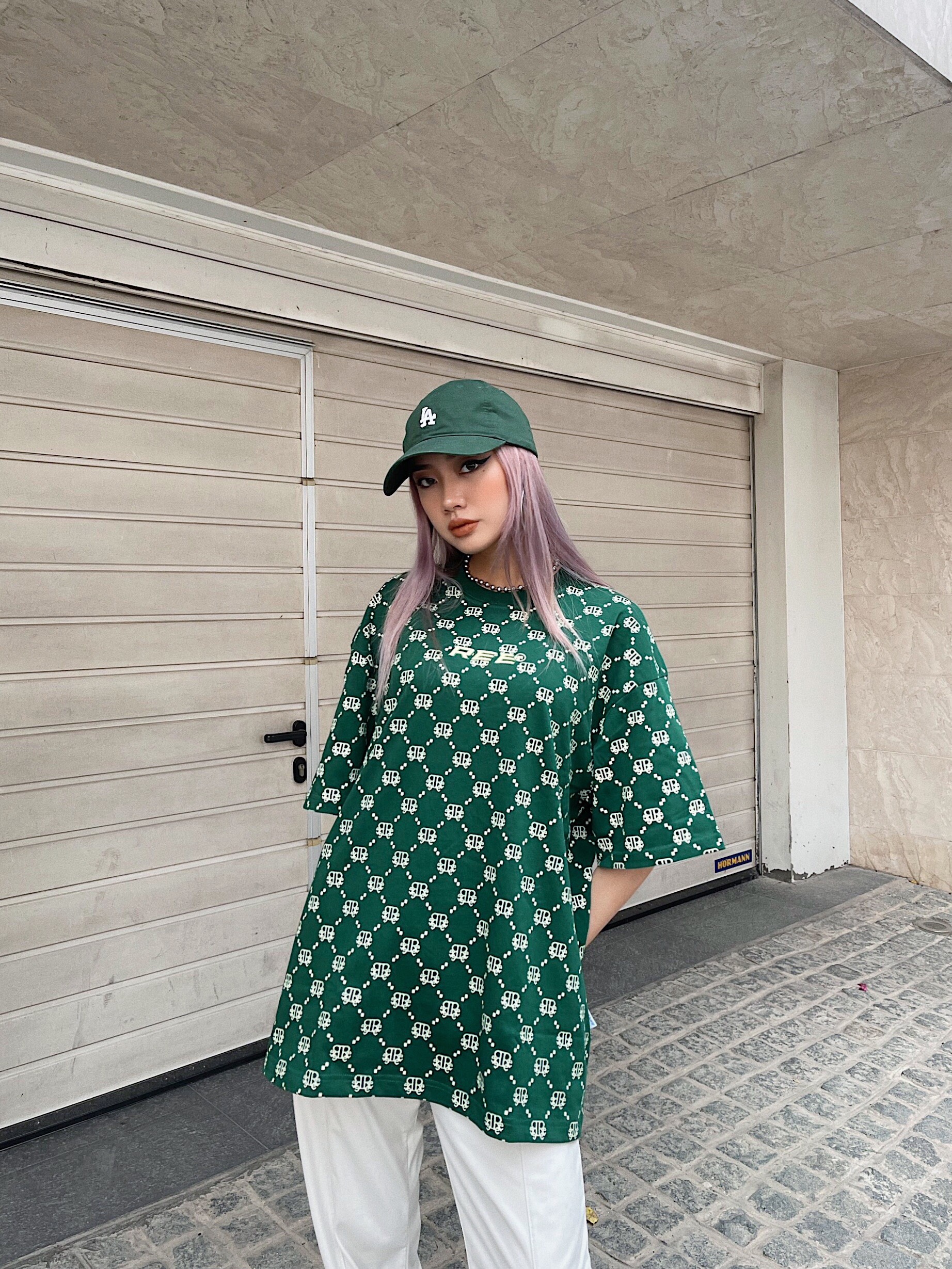 LOCAL BRAND REE - ÁO THUN DIAMOND MONOGRAM MÀU XANH