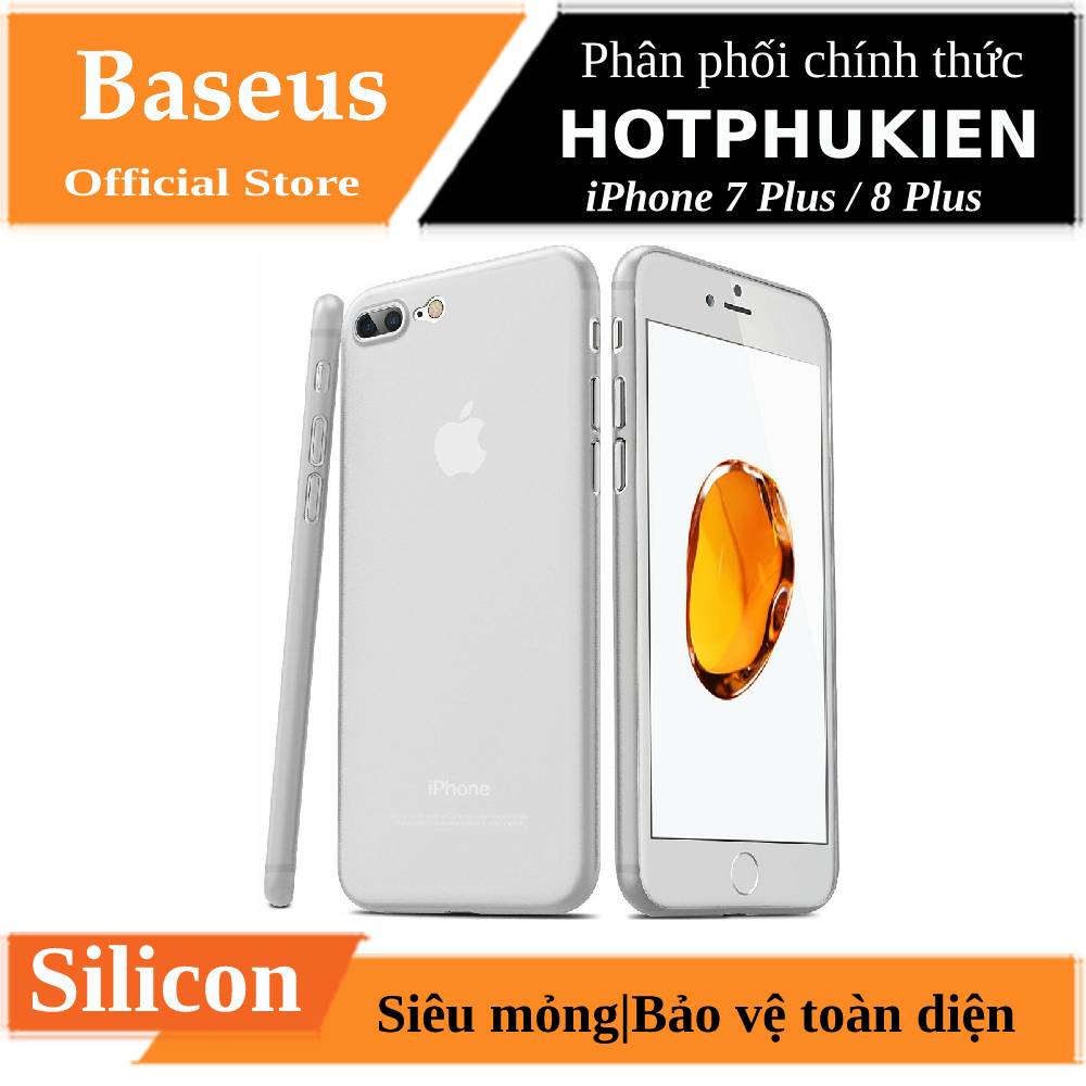 [HCM]Ốp lưng silicon nhám siêu mỏng chống trầy cho iPhone 7 Plus / iPhone 8 Plus hiệu Baseus Super Slim Stylish Choice (bảo vệ viền chống trầy cực tốt chất liệu cao cấp) - Phân phối bởi Hotphukien