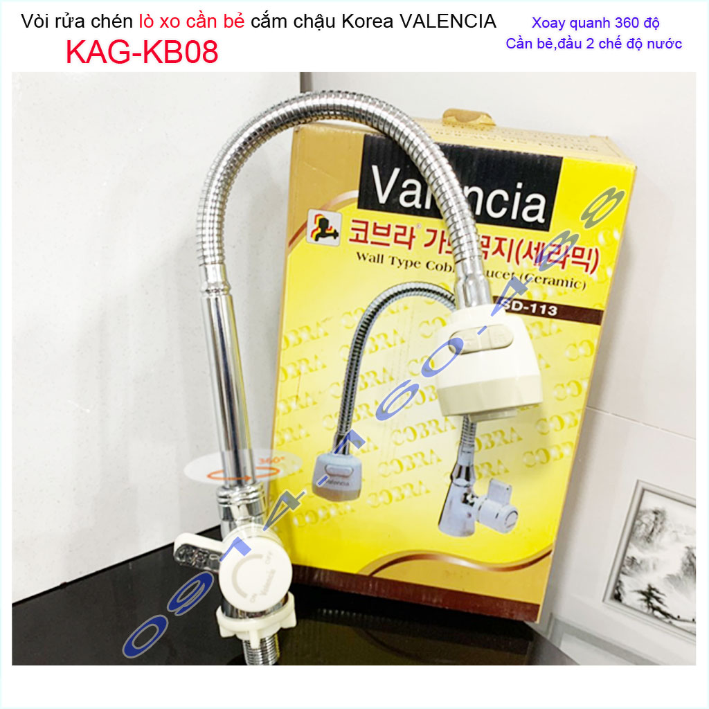 [HCM]Vòi lạnh rửa chén bát Valencia KAG-KB08 vòi cần bẻ Valencia Korea gắn chậu lò xo nước mạnh sử dụng tốt