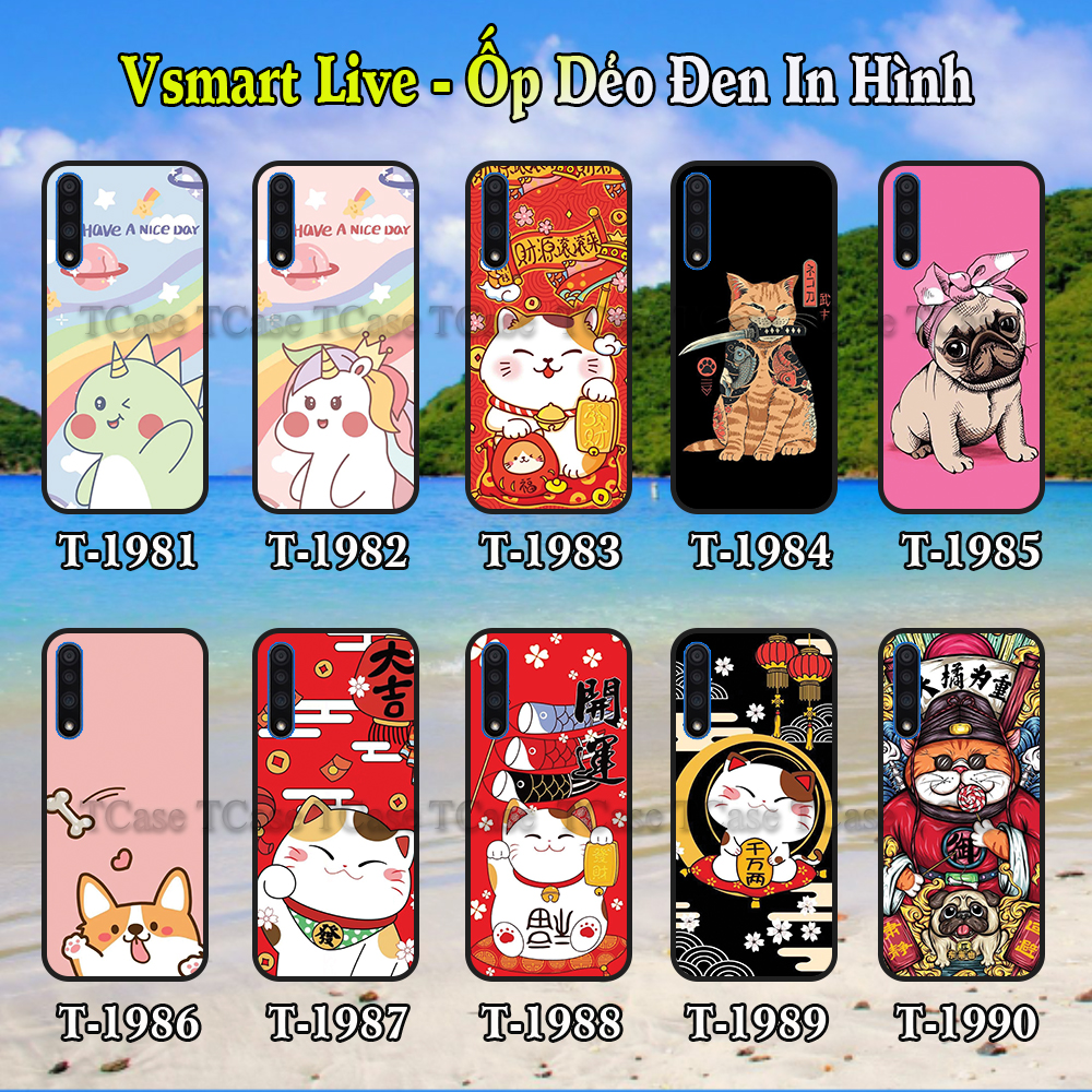 [HCM]Ốp Lưng Vsmart Live dẻo đen in hình Nhiều Mẫu Phần B