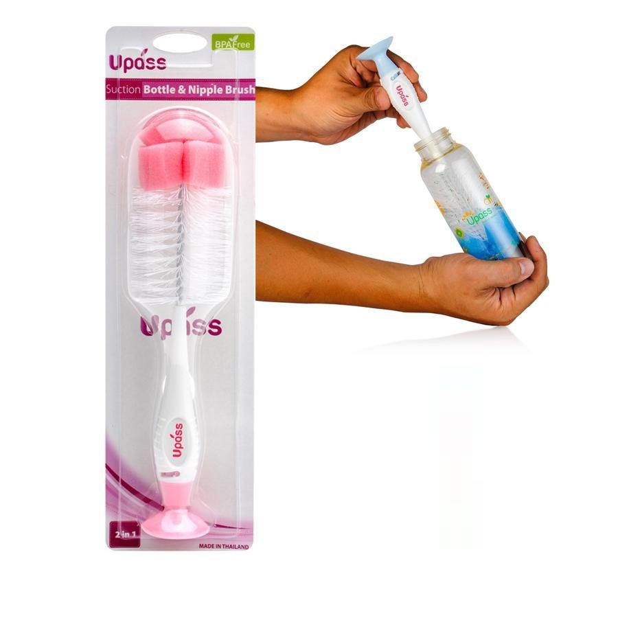 Bộ cọ rửa bình sữa có đầu mút mềm và đế hút chân không Upass UP7004