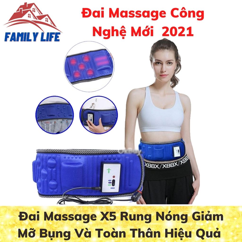 Đai Massage X5 Rung Nóng Giảm Mỡ Bụng Và Toàn Thân Hiệu Quả - Đai Massage Giảm Béo Giảm Mỡ Bụng An Toàn