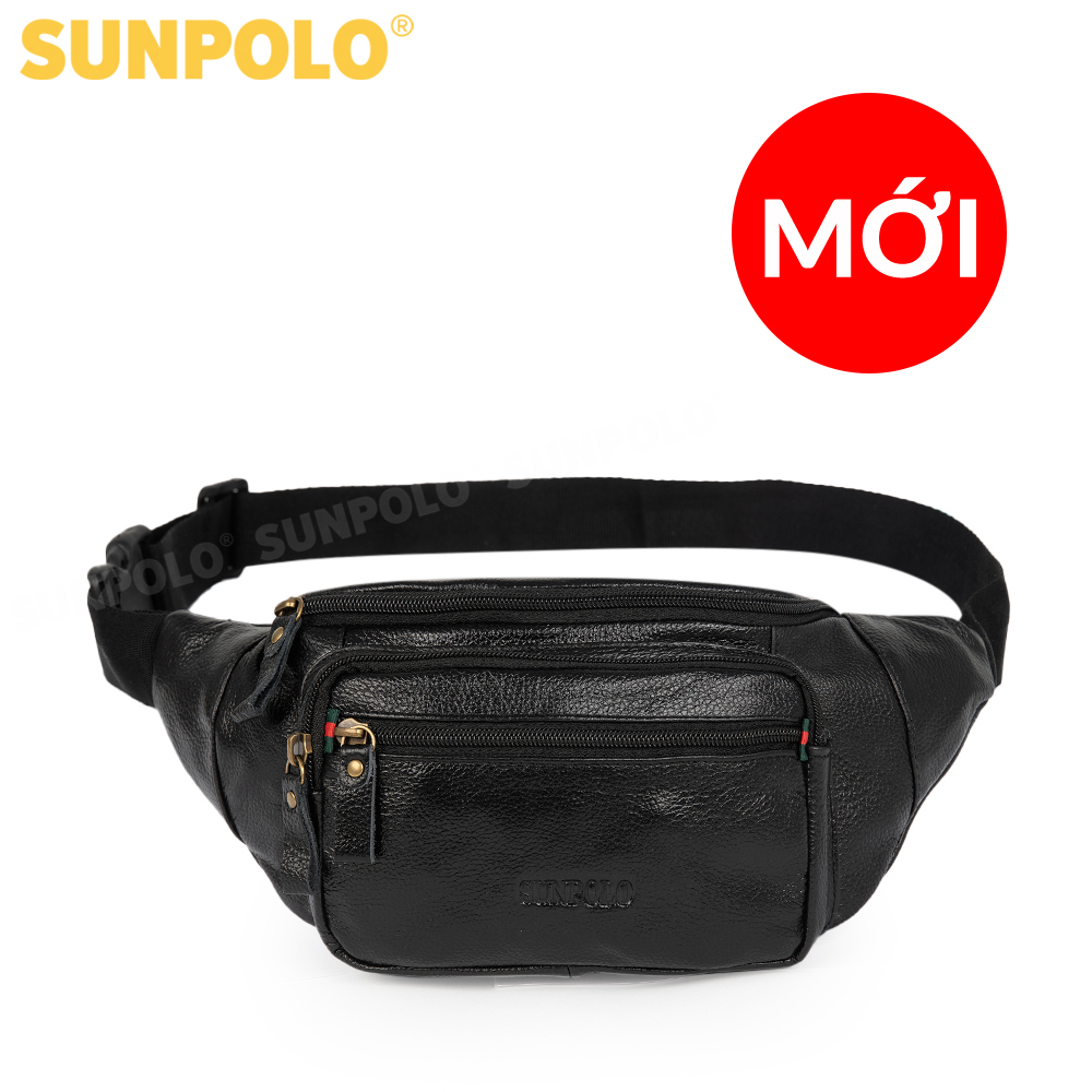 Túi Đeo Chéo Bao Tử Nam Da Bò Cao Cấp SUNPOLO SBT110 (Đen)