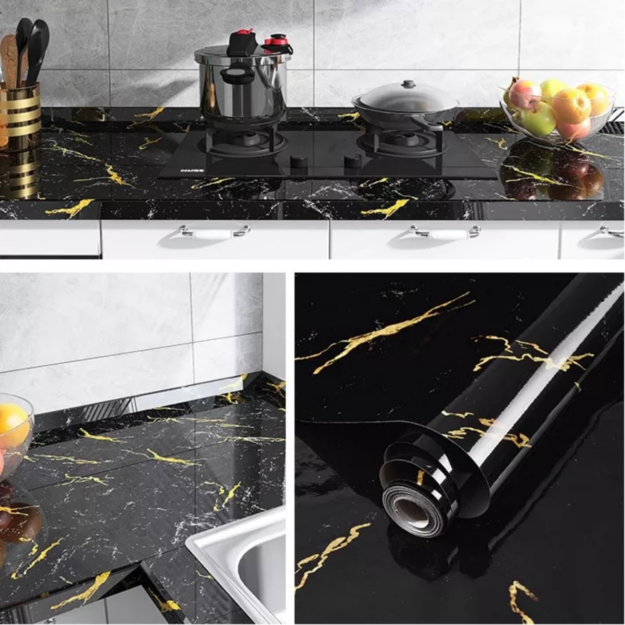 Decal dán tường dán bếp vân đá hoa văn (60cm×5m/cuộn)