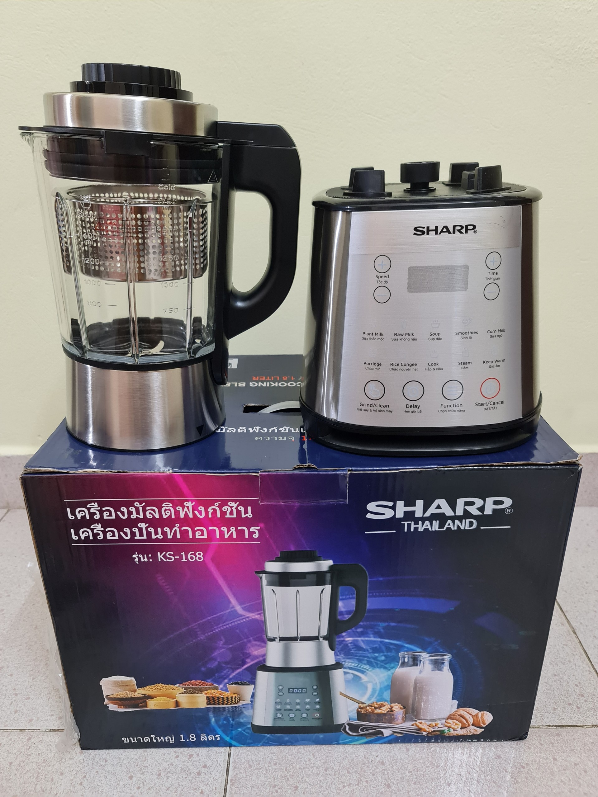máy làm sữa hạt ks168, máy làm sữa hạt sharp ks168 dung tích lớn