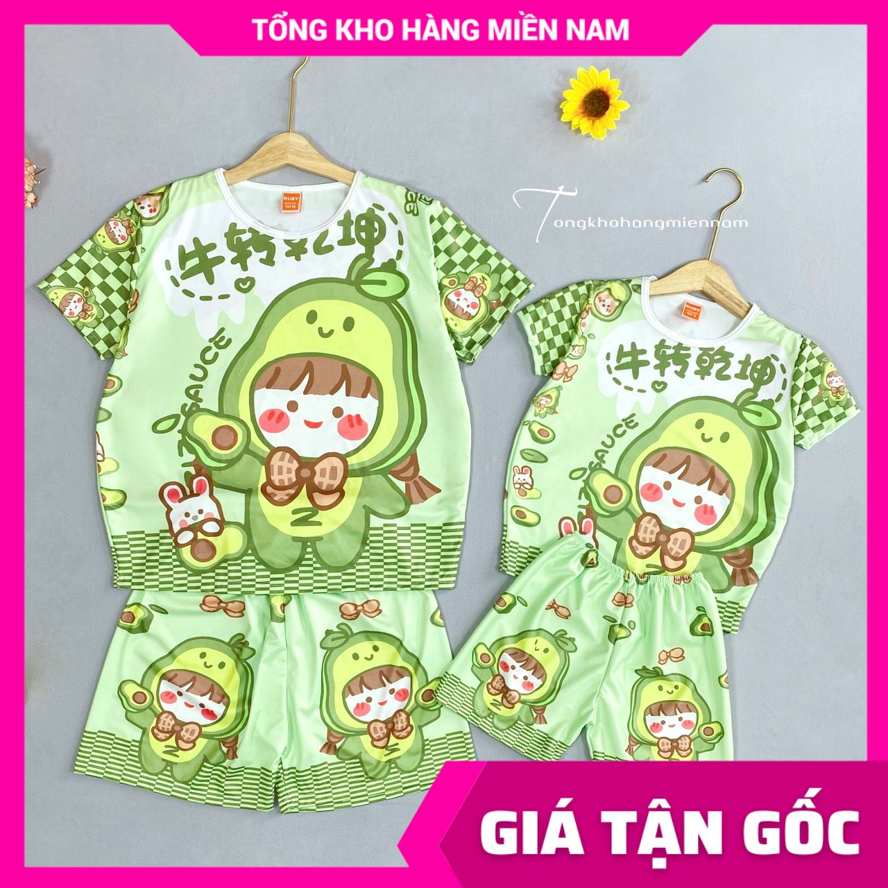 Đồ bộ mặc nhà bé trai bé gái in hình pokemon doremon bò sữa kitty hoạt hình DBRBD SIZE S