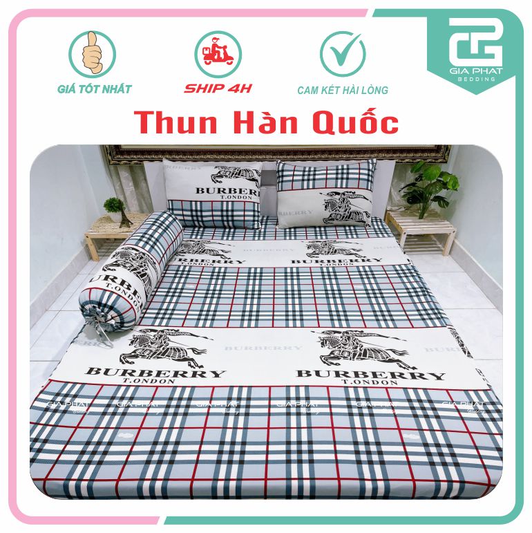 Bộ Ga Giường Thun Lạnh Hàn Quốc 4 Món ( 1 ga bọc + 2 vỏ gối nằm + 1 vỏ gối ôm )