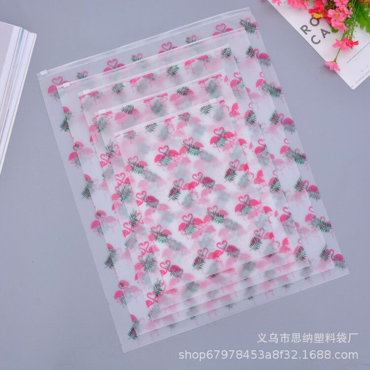 [HCM]COMBO 3 TÚI ZIP ĐỰNG QUẦN ÁO DU LỊCH ĐỰNG ĐỒ SẠCH HÌNH HỒNG HẠC SIÊU DÀY ĐẸP