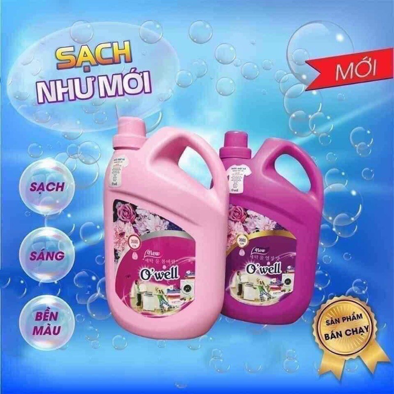Nước giặt xả owell 3500ml siêu sạch, vừa giặt vừa xả tiện lợi