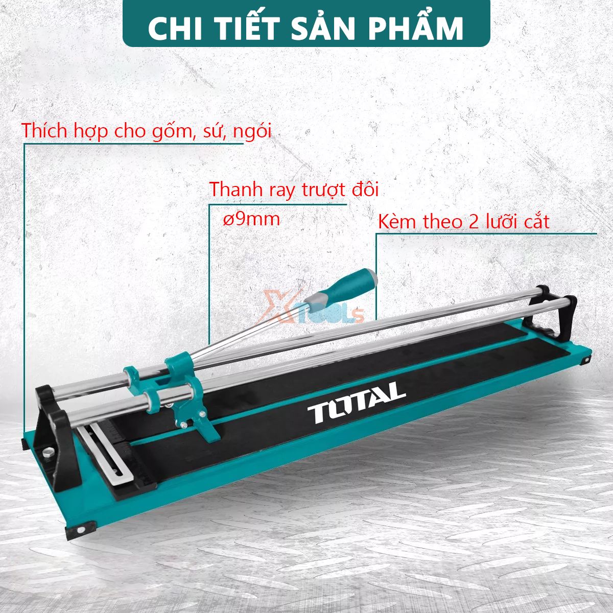Bàn cắt gạch men đẩy tay TOTAL THT576004 dao cắt gạch chiều dài cắt 60-80cm thanh trục đôi tránh vỡ gạch khi cắt