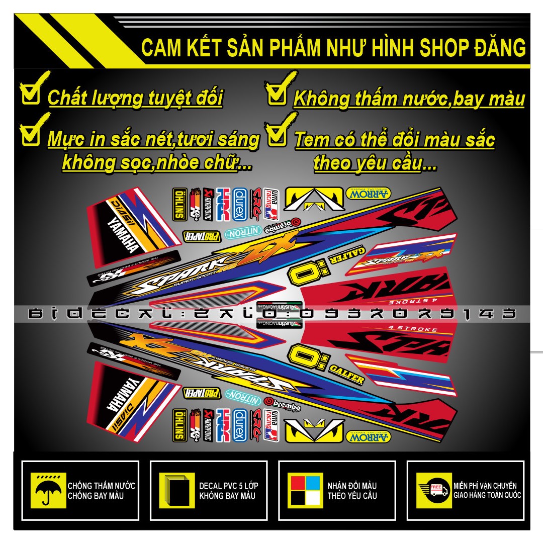 TEM RỜI SIRIUS MẪU SPARK ZX PHỐI ĐỎ ĐEN - CT89