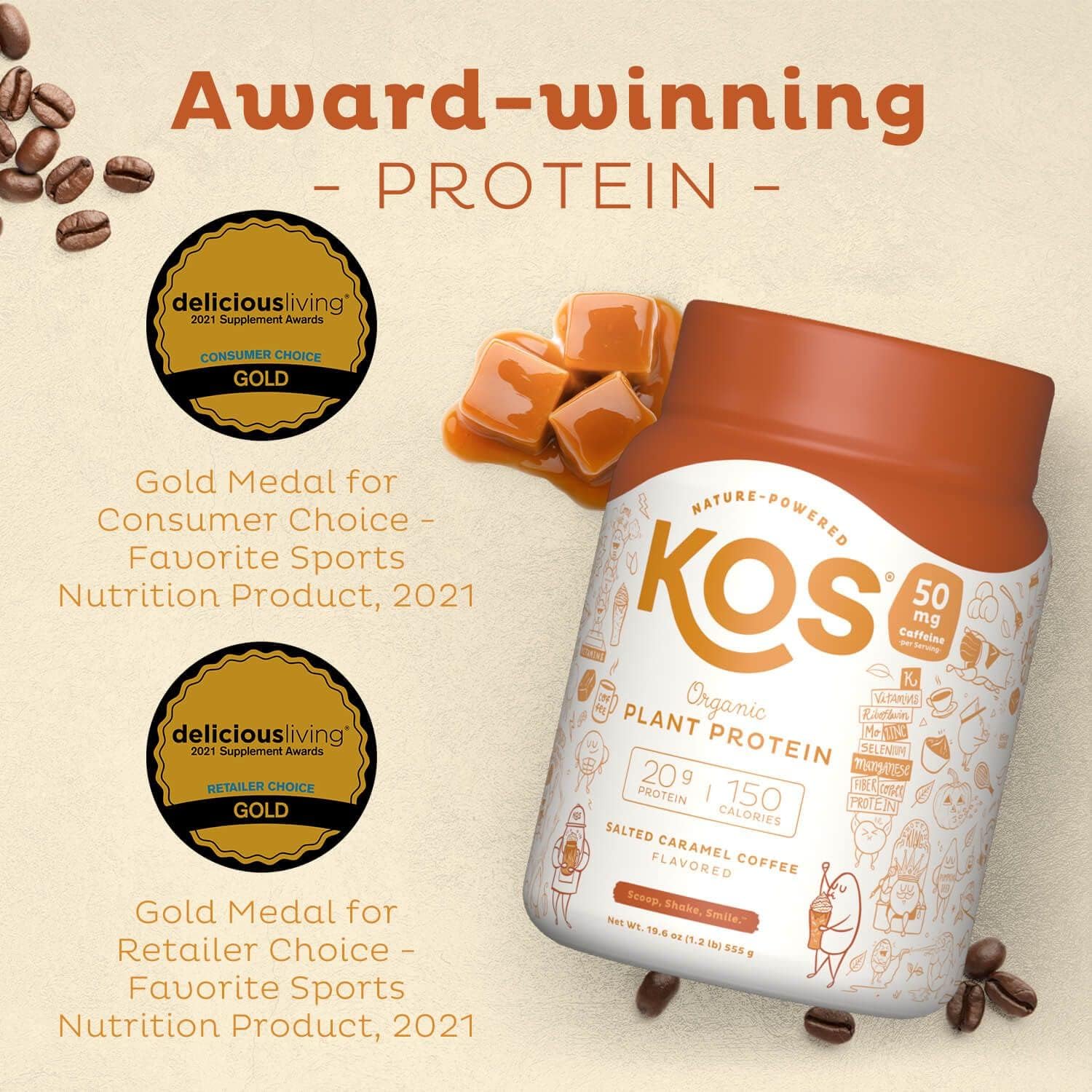 Bột KOS Salted Caramel Coffee Protein Powder 555g